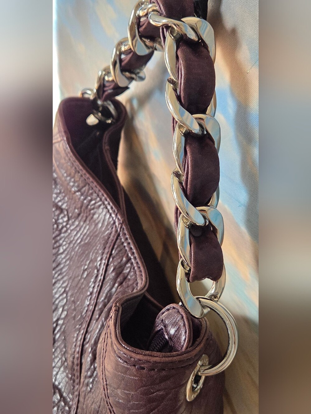 Low Start MICHAEL Michael Kors Deep Plum Pebbled Leather Shoulder Bag - Picture 5 of 16